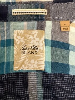 Tasso Elba Plaid Button-Up Shirt - Teal, Aqua & Navy